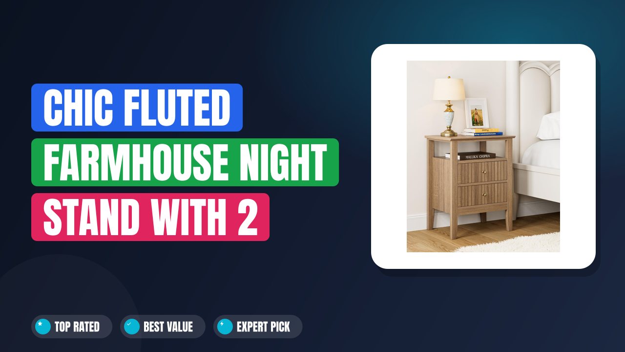 Chic Fluted Farmhouse Night Stand with 2 Drawers