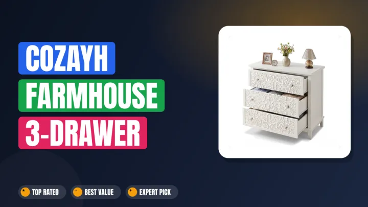 COZAYH Farmhouse 3-Drawer Dresser: Stylish & Sturdy