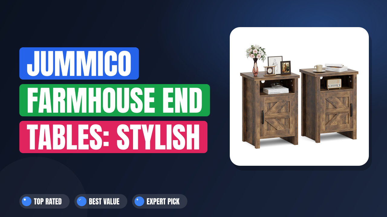 Jummico Farmhouse End Tables: Stylish Barn Door Set